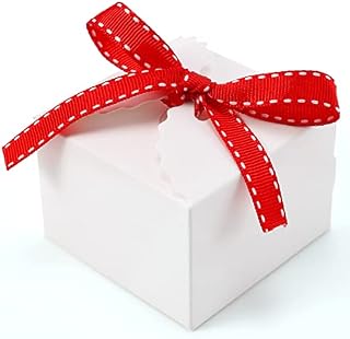 50pcs Wedding Favours Gift Boxes with Ribbon DIY Small Boxes for Cake Candy Sweet Chocolate 6.5 x 6.5 x 4.5cm