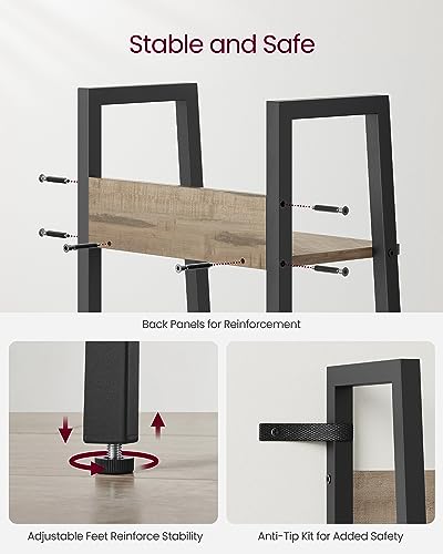Image of VASAGLE Bookshelf, 5-Tier Narrow Book Shelf, 11.8 x 13.3 x 66.9 Inches, Ladder Shelf for Home Office, Living Room, Bedroom, Kitchen, Camel Brown and Ink Black ULLS109B50V2