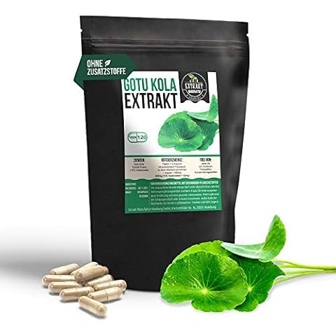 Gotu Kola Extrakt | 10% Asiaticoside | 120 Kapseln 400mg | ohne Zusätze | hochdosiert vegan und in Deutschland hergestellt (Kapseln 120 Stück) Cover