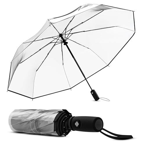 Image of VOGARD Windproof Travel Umbrella, Compact Auto Folding Umbrella for Rain & Sun, Strong Frame Lightweight Portable Umbrella for Men & Women