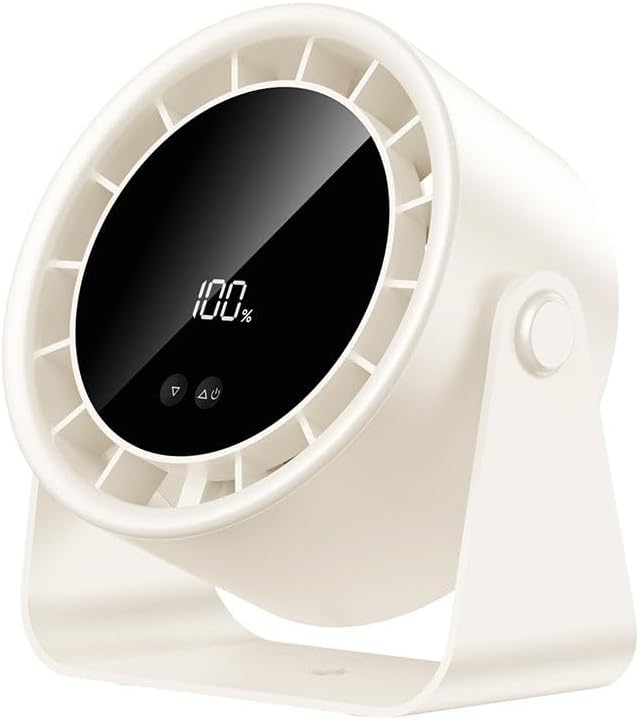 Portable Rechargeable Desk Fan, 100-Speed Digital Display, Ultra-Quiet Powerful Airflow Small Travel Camping Table Fan, 105° Adjustable Tilt, Wall-Mouted Design for Home, Office (Gray, Rechargeable)