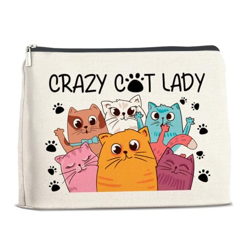 LyoGao Bolsa de maquiagem de gatos engraçada, presente fofo para gatos, dono de gatinho, bolsa de cosméticos para mulheres malucas