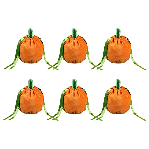LouisaYork 6 bolsas de caramelos de calabaza de Halloween, bolsas de tela de terciopelo de calabaza, bolsas de fiesta de Halloween, bolsas de dulces con cordón para trucos o dulces Cover