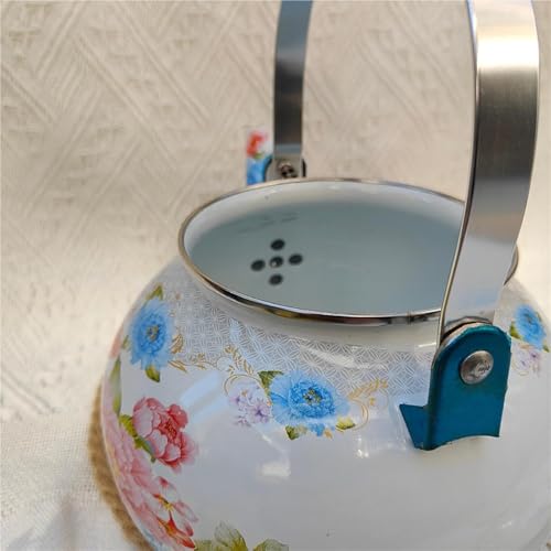 Bouilloire à thé rétro en émail floral | Théière décorative haut de gamme - 3