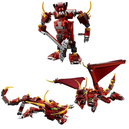 Image of Architect 3 in 1 Robots & Dragons Building Blocks Set 486+ Pcs Educational Construction Learning Brick Toy for Kids Multicolor