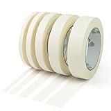 Kit de masquage de 5 tailles : le kit de ruban adhésif blanc contient 5 rouleaux de 8 mm, 10 mm, 15 mm, 20 mm et 25 mm de largeur, chaque rouleau mesure 50 m de long. Les largeurs graduées offrent une sélection parfaite pour des travaux de masquage précis.