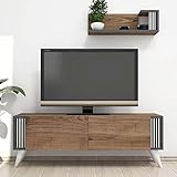 Peso soportado: 15 kg. MINAR by Homemania Puerto TV, Mueble para la televisión Negro, Nuez