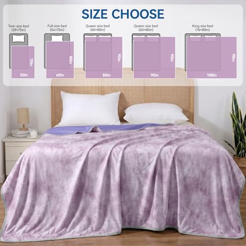 Image of Guohaoi Cooling Throw Blanket for Hot Sleepers, Twin Size 90''x108'' Lightweight Breathable Summer Bed Blanket for Couch, Arc-Chill Q-Max >0.5 Cool Fiber, Lightweight Blanket Light Purple