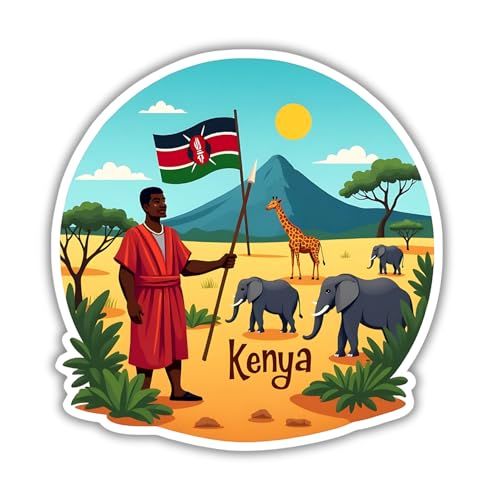 Image of Naxon Kenya Country Theme Souvenir Wooden Refrigerator Stylish Fridge Magnet - Fridge Decoration Magnet for Kitchen & Home Decor | Perfect Souvenir Gift | Size 3x3 Inches | Pack of 1