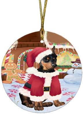 Have a Holly Jolly Doberman Pinscher Dog Round Flat Ornament - Pet Decorative Hanging Ornaments for Christmas X-mas Tree Decorations - 2.75" Round Ceramic Christmas Ornament POR1350
