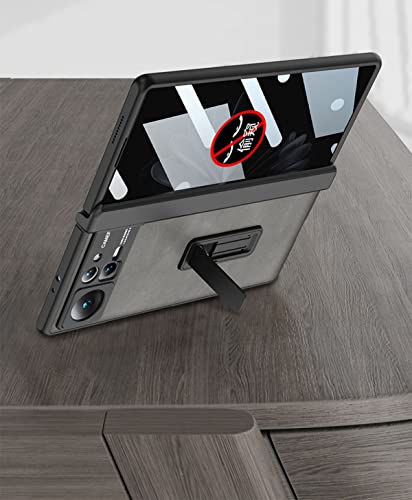 COQUE Phone case for Xiaomi Mix Fold 2 with Tempered Anti-spy Glass Film, Magnetic Folding Closure, All-Around Synthetic Leather Support, and Anti-Drop Protection-Black