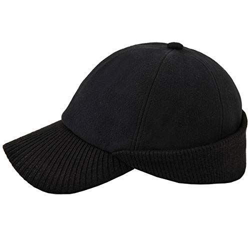 Foto von 29 IYEBRAO 2 Stück Winter Baseball Cap mit Ohrenklappen Herren Damen Unisex Warme Wolle Kappe Full Cap Ohrenschutz Wollcap Outdoor Visor Sport Mütze Ski Baseballkappe (Schwarz und Dunkelgrau,2 Stück)