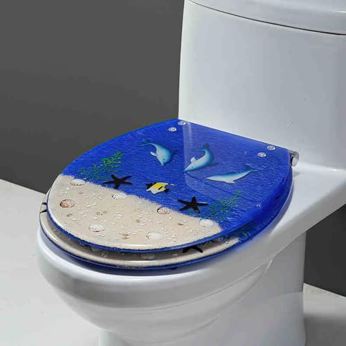 便座ソフトクローズ、 スロークローズクイックリリース樹脂製トイレシート マルチデザインオプション 42x36cm U/V/O型標準トイレ用(Style G)