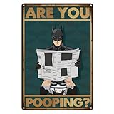 Tin Signs - ARE YOU POOPING? - Sign Funny Retro Metal Poster for Home Interior Decor Bathroom Wall Art Designer Decor Vintage Metal Tin Sign Gift (Black-Bat)