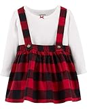Carter's Baby Girls Buffalo Check Suspender Skirt Set - 18 Months, Red