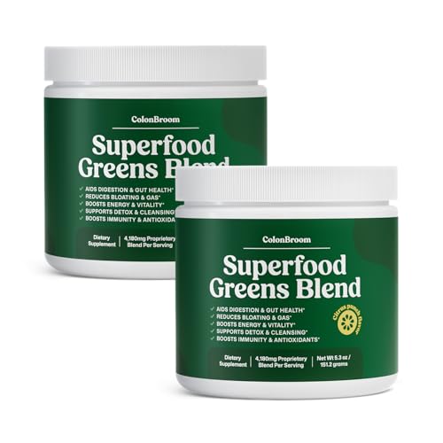 ColonBroom Super Greens Powder with Probiotics & Spirulina, 56 Servings