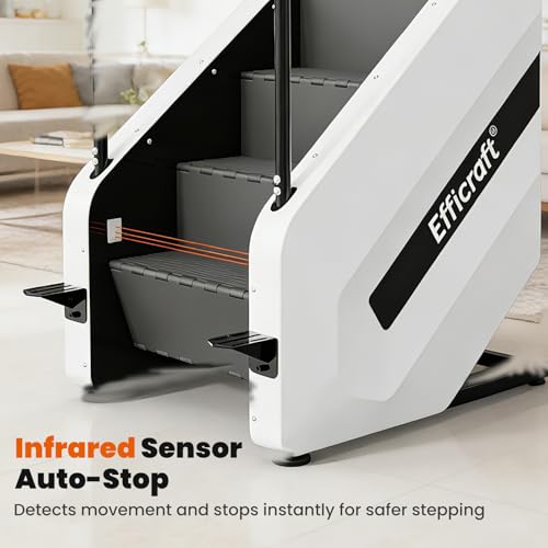 EFFICRAFT Stair Stepper Machine with LED Screen, Commercial Grade Stair Climber, Continuous Climbing Exercise Machine for Cardio, 15 Speed Levels Stair Master, 15-164 Steps/Min, White Iron Shell