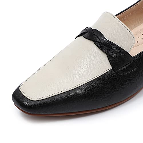 Image of Mona flying Women's Leather Square Toe Penny Loafer Slip on Office Flats