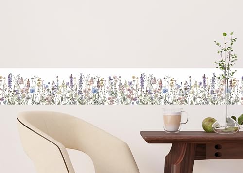 AG Design Selbstklebende Bordüre Wildblumen, AWB 8484 | Wasserfest Dekoration für Wände, Möbel, Tapeten, Wandverkleidungen und Türen, Folie | Breite 500 cm x Höhe 13.8 cm