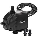 KEDSUM 1000GPH Inline/Submersible Water Pump(3800L/H, 72W), Ultra Quiet Water Pump with 9.8ft High Lift, Fountain Pump with 6.5ft Power Cord, 5 Nozzles for Fish Tank, Pond, Aquarium (580GPH)