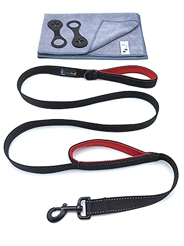 TT.WALK Reflektierende Hundeleine 1.8m lang,Trainingsleine mit 2 Weich Gepolsterten Griffen,strapazierfähige,Schleppleine für Kontrollsicherheitstraining,Laufleinen für Große Kleine Mittel Hunde,rot