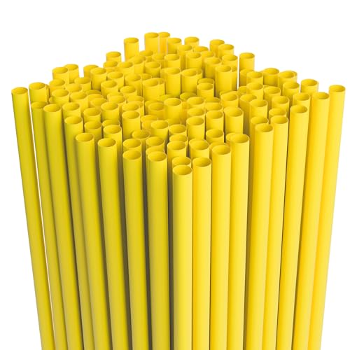 Disposable Plastic Drinking Straws - Straight - 7.75 Long (Yellow 500)