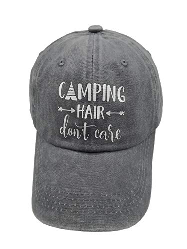 Hhnlb Unisex Camping Hair Don T Care 1 Vintage Jeans Baseball Cap Classic Cotton Dad Hat Adjustable Plain Cap Gray #TOP3