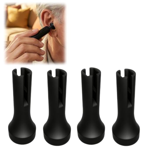 Hearing Aid Insertion Helper Tool for in Ear Hearing Devices Earbud Placement Assist Tool for Precise Positioning Easy Controlled Insertion Protects Thin Wire Tube 4 Pack (Black)