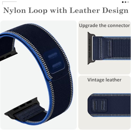 Image of MRAIN-H Nylon Leather Design Compatible with Apple Watch Bands for Men Women Series 11 10 9 8 7 6 5 4 SE 3 2, Soft Stretchy Sport Band for iWatch 42mm 41mm 40mm 38mm