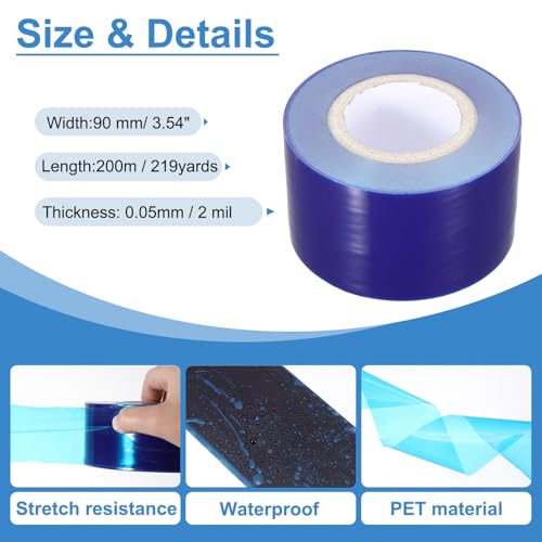 Image of PATIKIL Removable Protective Film Tape, 3.5 Inch x 656 ft PE Surface Protective Scratch Film Tape Roll for Furniture Electrical Appliances Plastic Hardware High Stickiness, Blue