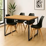 Melhor Cadeira para Mesa de Jantar: Top 10 Melhores em 2025 4 Conjunto Mesa de Jantar Retangular com Pés de Ferro + 4 Cadeiras Estofadas Leda (Mesa Freijó/Cadeiras Pretas)