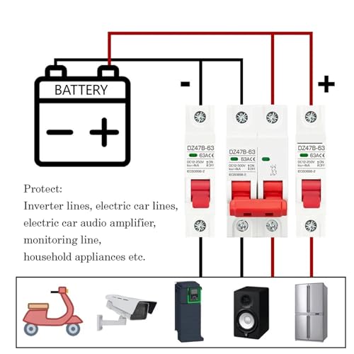 Disyuntor protector de batería DC12V 24V interruptor de polos positivo y negativo 4
