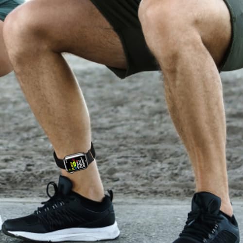 Image of Ankle /Arm Band Compatible with Apple Watch 49mm 46mm 45mm 44mm 42mm 41mm 40mm 38mm, Breathable Nylon Armband for IWatch SE Ultra Series 10 9 8 7 6 5 4 3 2 1, Stretchy Ankle Strap for Women Men