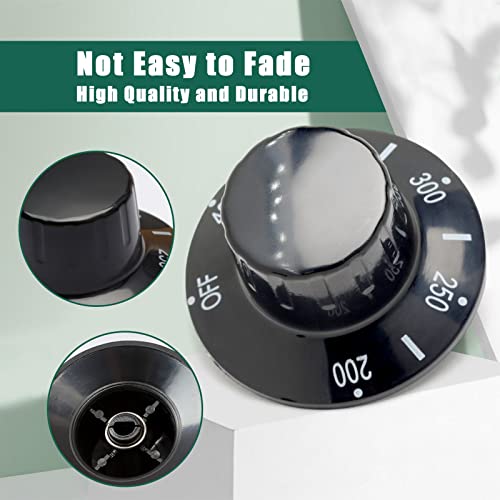 PP10539 Thermostat Dial Knob 200-400&deg;F for Fryers, Compatible with Pitco Frymaster Dean Range Imperial Fryer, 2-1/4 Inch Black Knob Dial 5Pcs, P6071271 00-944801 Thermostat Knob W/Off