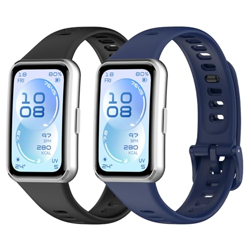 [NOOETAH] �o���h �Ή� Huawei Band 11/Band 11 Pro �t���L�V�u���V���J�Q�������p �o���h (�u���b�N+�f�B�[�v�u���[)