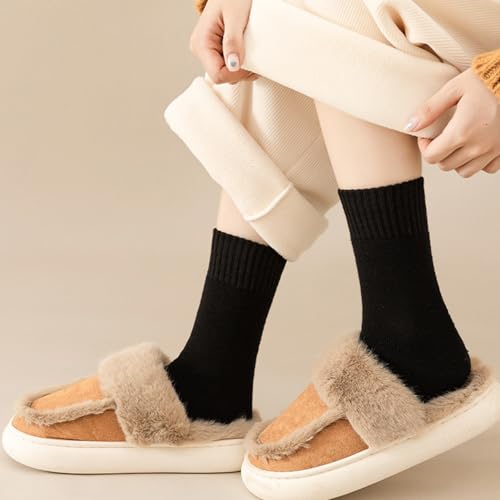 Image of VoJoPi Winter Thermal Socks for Women - 5 Pairs Thick Warm Ladies Cozy Wool Crew Boot Socks, US 5-10