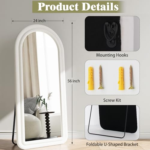 Image of Koonmi 56 inchx24 inch Arched Full Length Mirror, Floor Mirror with Stand