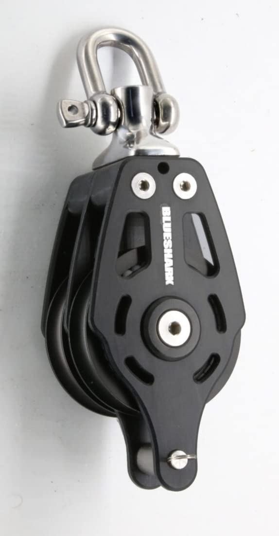 Blue Shark: 75mm Double Fixed Becket High Performance Aluminum Sailing Block Choose Quantity (1-Pack) 2777