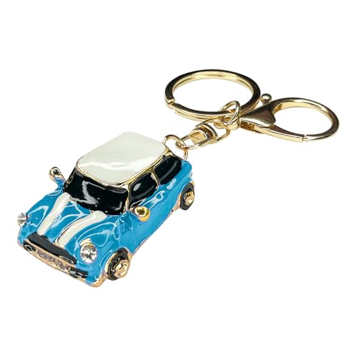 Image of beypovk for Mini Cooper Keychain, Creative 3D Car Model Rhinestone Key Fob Cover Keyring, Universal Cute Key Chain with Ring for Men Women, Car Accessories (Lake Blue)