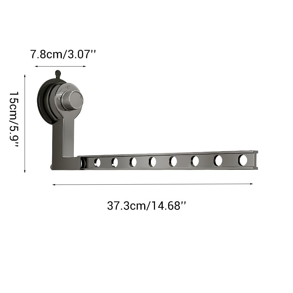 MiOYOOW Étendoir Mural Pliable, Séchoir à Linge à 90°, Porte-Vêtements Portable en Alliage d'aluminium avec Ventouse sans Perforation pour Buanderie, Salle De Bain, Chambre à Coucher