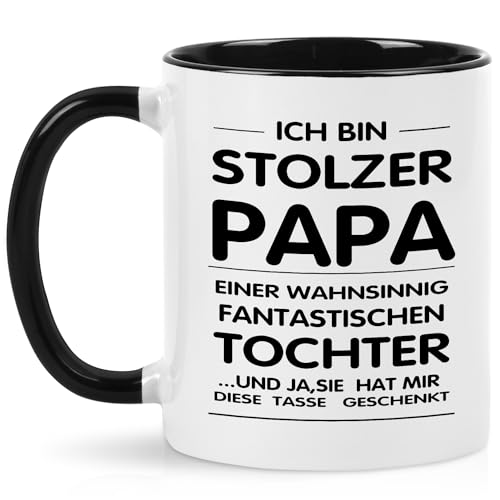 Joymaking Kaffeetasse "Ich bin stolzer Papa" - Keramiktasse Geschenk für Papa zum Geburtstag, Vatertag, Weihnachten - Wasserbecher Schwarz 11oz