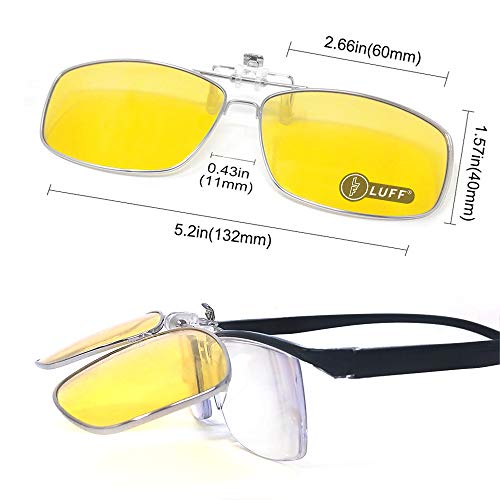 Image of LUFF Polarized /Night Vision Clip on Sunglasses /Myopia Glasses for Driving Black-Yellow