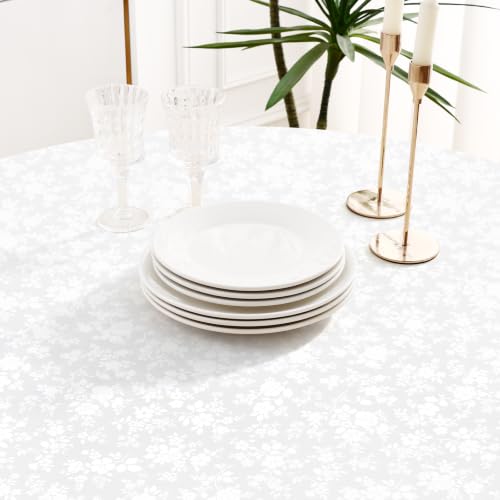 misaya Round Vinyl Fitted Tablecloth with Elastic Edge, White by misaya - Used condition - Image 9