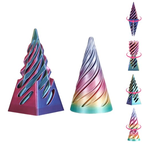 Pyramid Spiral Cone Toy - Reversible Passthrough Sculpture for Calmness & Relaxation - Impossible 3D Printed Optical Illusion Gadget, Fidget Desk Toy for Kids & Adults