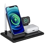 【Cargador inalámbrico 4 en 1】El Hoidokly cargador inalámbrico puede cargar simultáneamente su teléfono celular, iWatch, AirPod y Pencil. El conveniente diseño le permite despedirse del desordenado escritorio y ya no tendrá que preocuparse por el enredo de varios cables de carga.