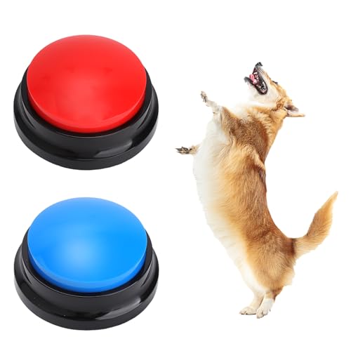 HENGBIRD Lot de 2 Buzzer pour Jeux de Questions, Buzzer Button, Buzzer enregistrable avec Fonction d'enregistrement de 30 Secondes, Bouton Parlant pour Chiens...