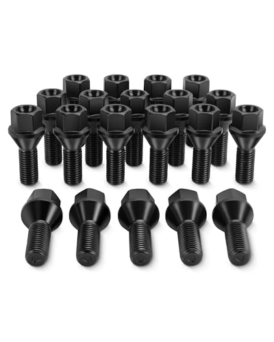 12x1.5 OEM Lug Bolts Fit BMW 3 Series E90 E46 E36 325i, 20pcs Black 12mmx1.5 Stock Wheel Lug Bolts with 17mm Hex for Factory BMW 5 Series E39 E60 Dacromet Bolt, Replace OE 36136781150 Dorman 610-574