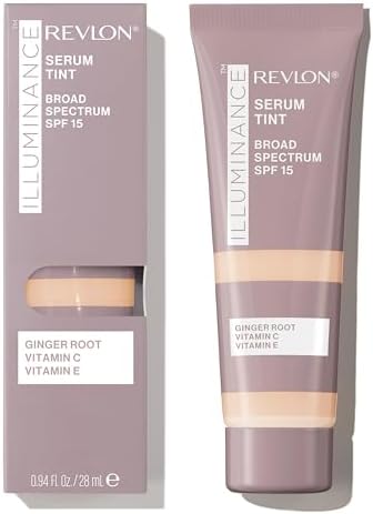 Revlon Illuminance Tinted Serum, Triple Hyaluronic Acid, Evens Out Skin Tone Over Time and Hydrates All Day, SPF 15, 201 Creamy Natural, 0.94 fl oz.