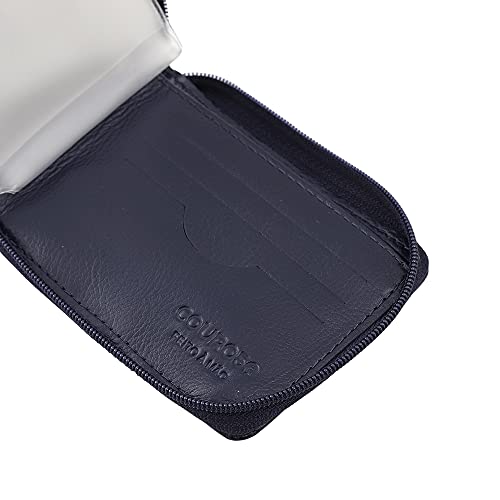 Carteira Masculina Couro Porta Documentos e Notas Fechamento Zíper 115 (Azul marinho)