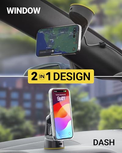 Image of Scosche MagicMount Charge Pro Qi2 Fast Wireless Charging MagSafe Car Mount Charger, 15W Magnetic Cell Phone Holder for Car Dashboard /Windshield Compatible with iPhone 16 /15 /14 /13 /12 Pro Max Plus, S25